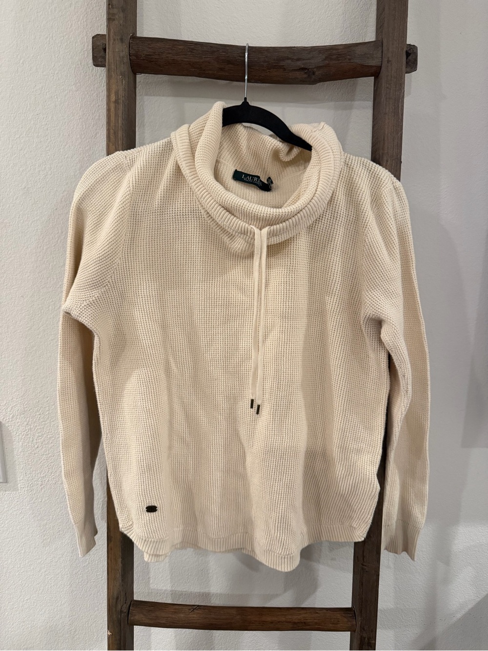 Lauren Ralph Lauren Cream Cowl-Neck Knit Pullover